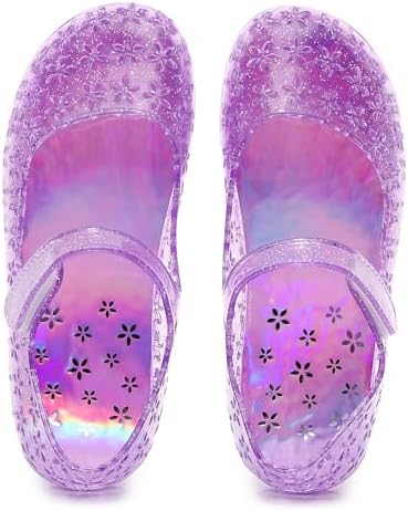 Princess Dress Sandals Jelly Shoes For Toddler Girls Size 8 Blue Bird Nest Layered Lines Mary Jane Flats Childrens Clear Glitter With Hollow-Carved