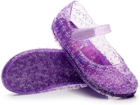 Princess Dress Sandals Jelly Shoes For Toddler Girls Size 8 Blue Bird Nest Layered Lines Mary Jane Flats Childrens Clear Glitter With Hollow-Carved