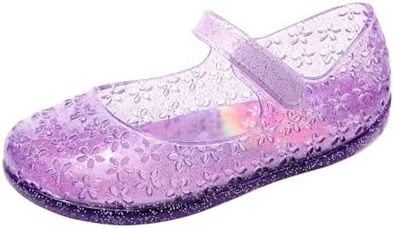 Princess Dress Sandals Jelly Shoes for Toddler Girls Size 8 Blue Bird Nest Layered Lines Mary Jane Flats Childrens Clear Glitter with Hollow-Carved