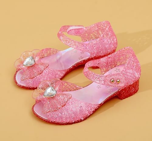 Princess Sandals Jelly Shoes For Girls Snow Queen Little Girls Toddler Glitter Dress Flats With Bow Birthday Frozen Inspired Party Cosplay Costumes