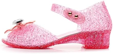 Princess Sandals Jelly Shoes For Girls Snow Queen Little Girls Toddler Glitter Dress Flats With Bow Birthday Frozen Inspired Party Cosplay Costumes