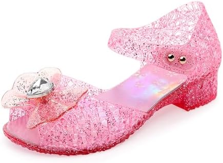 Princess Sandals Jelly Shoes for Girls Snow Queen Little Girls Toddler Glitter Dress Flats with Bow Birthday Frozen Inspired Party Cosplay Costumes