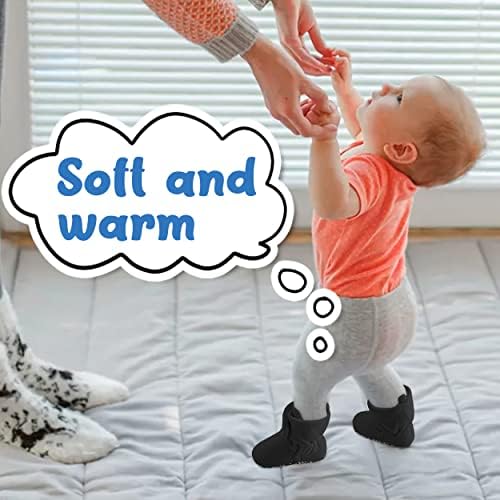 Pro Goleem Fleece Baby Booties Warm Cozy Baby Slippers Stay On Sock Shoes Easy To Put On Unisex Baby Gifts Soft Non-Slip Adjustable Newborn Boots For Boys And Girls