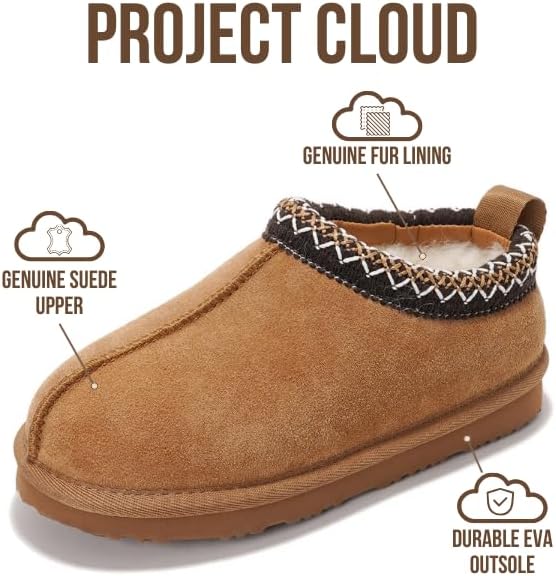 Project Cloud Genuine Leather & Australian Shearling Slippers For Kids - Memory Foam Fuzzy & Non-Slip Fluffy Slippers Girls Footwear & Boys Footwear Kids Unisex Shoe (Dream Warm)