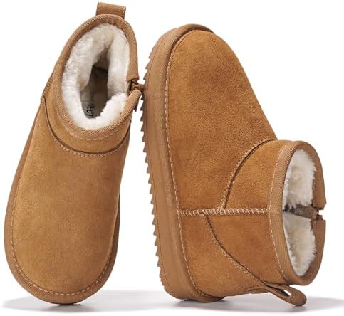 Project Cloud Genuine Leather Girls Boots – Lightweight & Cozy Fur Ankle Boots with Memory Foam – Non Slip Kids Boots for Girls Perfect for Fall and Everyday Wear