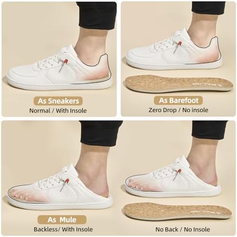 Pulltop Barefoot Wide Toe Box Shoes For Men - Minimalist Barefoot Dress Shoes Sneakers Zero Drop Slip On Walking Non Slip Shoes For Men