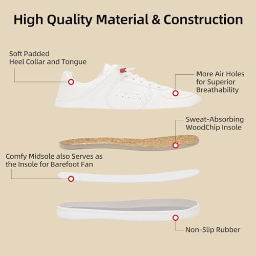 Pulltop Barefoot Wide Toe Box Shoes For Men - Minimalist Barefoot Dress Shoes Sneakers Zero Drop Slip On Walking Non Slip Shoes For Men