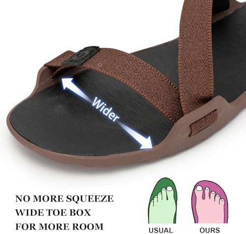 Pulltop Men's Wide Barefoot Sandals - Minimalist Zero Drop Ultralight Trail Running Hiking Sandals Adjustable