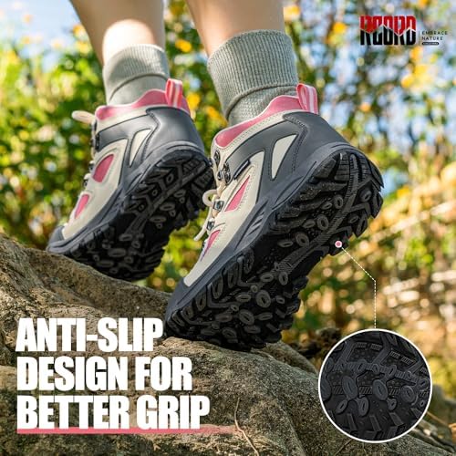 R CORD Kids Hiking Boots Waterproof Durable TPR Traction Outsole Anti-Skid Athletic Lace Up Hiking Shoes For Outdoor Adventure