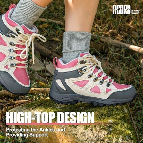 R CORD Kids Hiking Boots Waterproof Durable TPR Traction Outsole Anti-Skid Athletic Lace Up Hiking Shoes For Outdoor Adventure