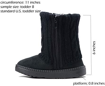 REDVOLUTION Kids Boots Toddler Girls Cute 2 Buttons Rhinestone Faux Fur Suede Knitting Shoe