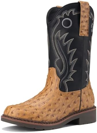 Rollda Boys Cowboy Boots Kids Western Boots Square Toe Girls Cowgirl Boots for Toddler/Little Kid/Big Kid