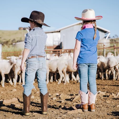 Rollda Kids Cowboy Boots For Boys Girls Western Square Toe Cowgirl Boots With Walking Heel (Toddler/Little Kid/Big Kid)