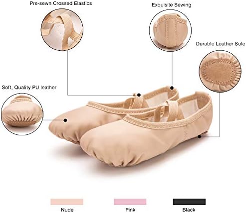 RoseMoli Ballet Shoes For Girls/Toddlers/Kids/Women Leather Yoga Shoes/Ballet Slippers For Dancing
