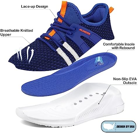 RUNSIDE Boys Girls Tennis Shoes Kids Lightweight Breathable Sneakers Lace-up Running Athletic Shoes For Toddler/Little Kid/Big Kid