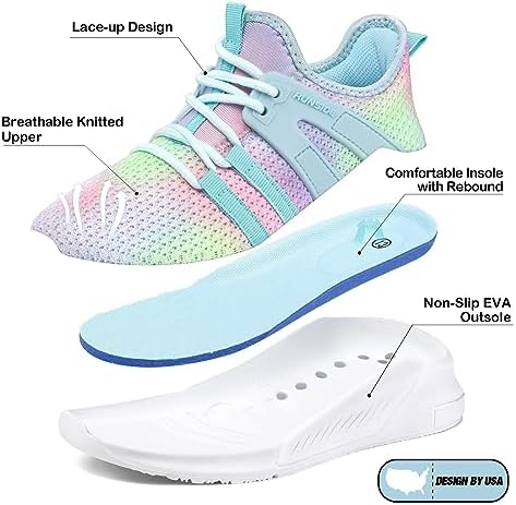 RUNSIDE Girls Tennis Shoes Lightweight Sports Kids Sneakers Lace-up For Running/Walking Toddler/Little Kid/Big Kid