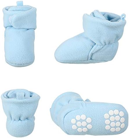 SATINIOR 3 Pairs Unisex Cozy Fleece Baby Booties With 3 Pairs Infant Cotton Socks