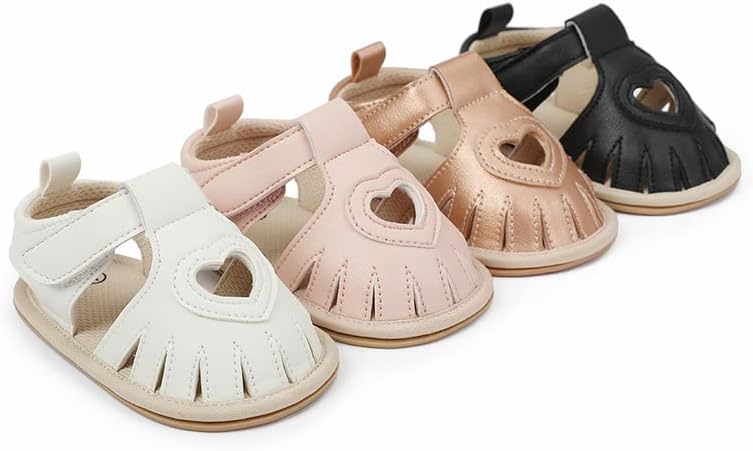 Sawimlgy Baby Girls Boys Sandals Summer Flowers Shoe Rubber Sole PU Leather Mesh Infant Toddler First Walkers Princess Dress Outdoor Shoes