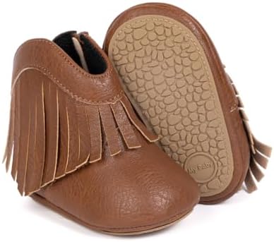 Sawimlgy Infant Baby Boys Girls Plush Winter Snow Boots Cowboy Tassels Bowknot Ankle Side Zipper Soft Sole Boots Toddler Newborn Warm First Walker Crib Outdoor Shoes