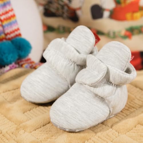 Sawimlgy Newborn Infant Baby Girl Boy Cotton Booties Stay On Sock Slippers Soft Bedroom Shoes Non-Skid Ankle Boots With Grippers Toddler Crib Warm Shoe First Walker Birthday Shower