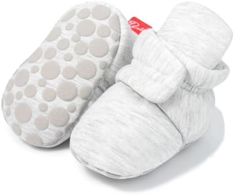 Sawimlgy Newborn Infant Baby Girl Boy Cotton Booties Stay On Sock Slippers Soft Bedroom Shoes Non-Skid Ankle Boots With Grippers Toddler Crib Warm Shoe First Walker Birthday Shower