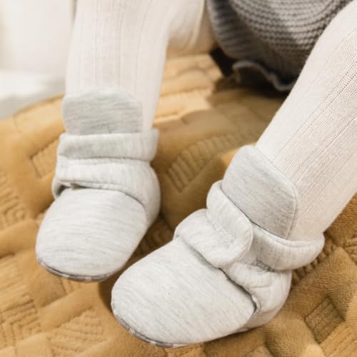 Sawimlgy Newborn Infant Baby Girl Boy Cotton Booties Stay On Sock Slippers Soft Bedroom Shoes Non-Skid Ankle Boots With Grippers Toddler Crib Warm Shoe First Walker Birthday Shower