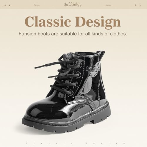 Sawimlgy Toddler Boys Girls Classic Hiking Boots PU Leather Outdoor Four Seasons Ankle Sneaker High Top Durable Rubber Sole Casual Shoes