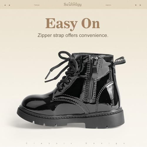 Sawimlgy Toddler Boys Girls Classic Hiking Boots PU Leather Outdoor Four Seasons Ankle Sneaker High Top Durable Rubber Sole Casual Shoes