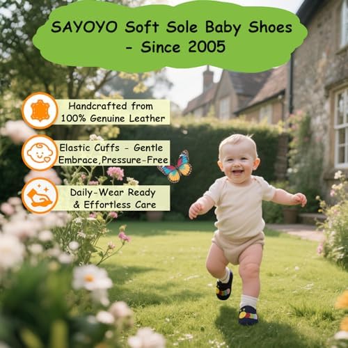 SAYOYO Baby Shoes Soft Leather Sole Infant Toddler Prewalker Shoes