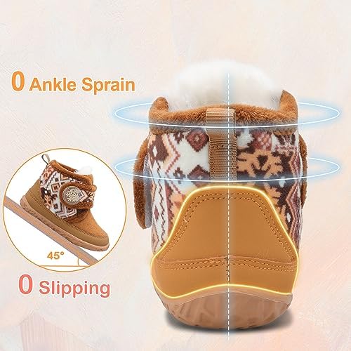 Scurtain Toddler Slippers Girl Boy House Shoes Fuzzy Hard Bottom Winter Boots Baby Cozy Walking Sock Shoes