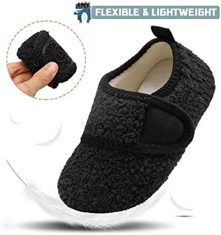 Scurtain Toddler Warm Winter House Slippers Baby Boys Girls Indoor Home Slippers Cozy Lightweight Non-Slip Shoes For Infant Kids Plush Linned