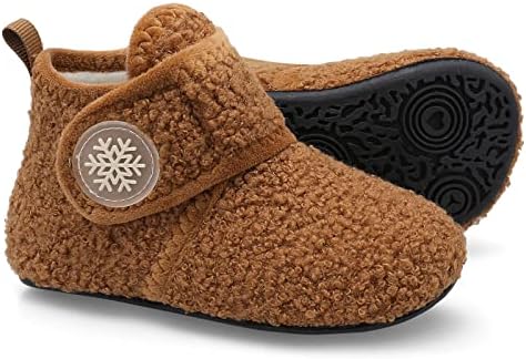 Scurtain Unisex Kids Toddler Slippers Socks Artificial Woolen Slippers With Non-slip Rubber Sole