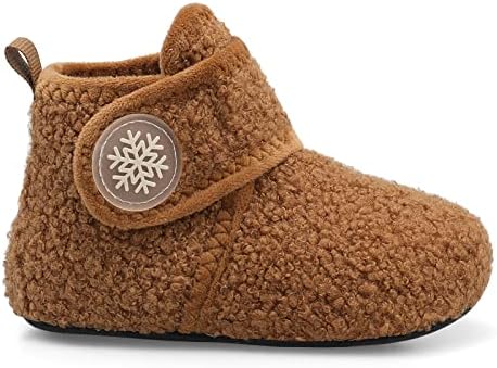 Scurtain Unisex Kids Toddler Slippers Socks Artificial Woolen Slippers With Non-slip Rubber Sole