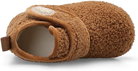 Scurtain Unisex Kids Toddler Slippers Socks Artificial Woolen Slippers With Non-slip Rubber Sole