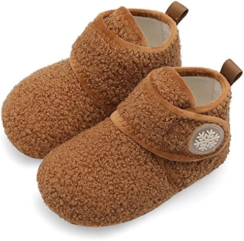 Scurtain Unisex Kids Toddler Slippers Socks Artificial Woolen Slippers with Non-slip Rubber Sole