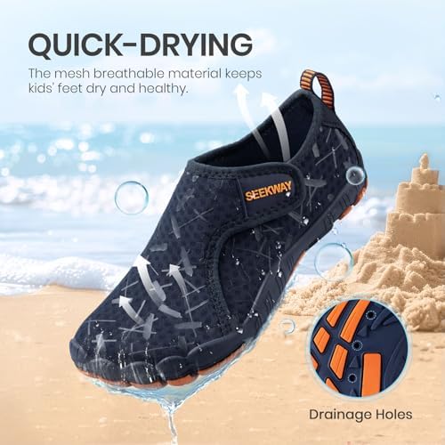 SEEKWAY Barefoot Water Shoes For Kids - Wide Toe Box And Quick-Dry Sand Shoes Toddler For Hiking Swim Beach Pool Kayak Sport Accessories Camping Essentials Non-Slip For Boys Girls Sizes