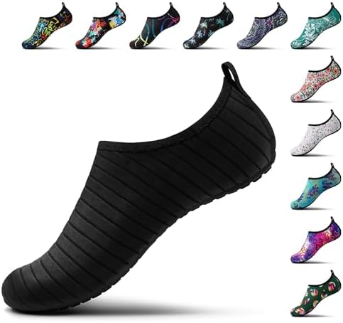 SEEKWAY Water Shoes Women Men Adult Quick-Dry Aqua Socks Barefoot Non Slip for Beach Swim River Pool Lake surf Black SK002(U)