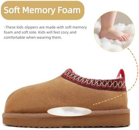 SMajong Kids Slippers Plush Warm Girls Fuzzy House Slippers Boys Platform Slipper Slip-on Shoes Winter Indoor Outdoor