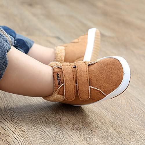 SOFMUO Baby Boys Girls High Top Ankle PU Leather Sneakers Soft Rubber Sole Infant Moccasins Newborn Oxford Loafers Anti-Slip Toddler Wedding Uniform Dress Shoes