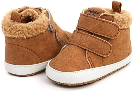 SOFMUO Baby Boys Girls High Top Ankle PU Leather Sneakers Soft Rubber Sole Infant Moccasins Newborn Oxford Loafers Anti-Slip Toddler Wedding Uniform Dress Shoes