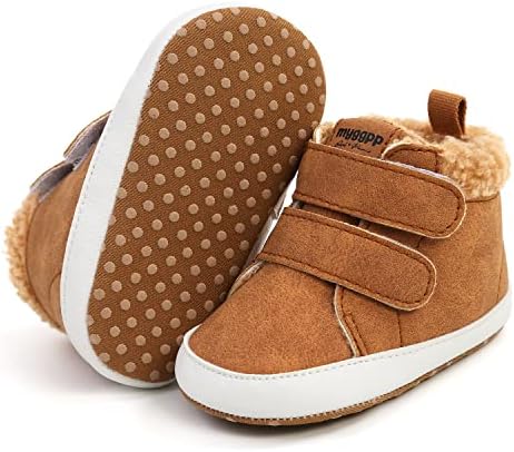 SOFMUO Baby Boys Girls High Top Ankle PU Leather Sneakers Soft Rubber Sole Infant Moccasins Newborn Oxford Loafers Anti-Slip Toddler Wedding Uniform Dress Shoes