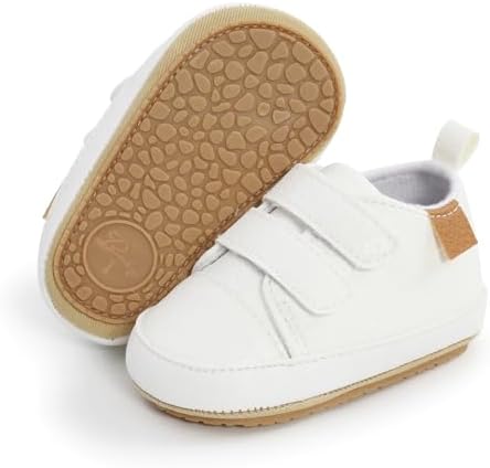 SOFMUO Baby Boys Girls High Top Ankle PU Leather Sneakers Soft Rubber Sole Infant Moccasins Newborn Oxford Loafers Anti-Slip Toddler Wedding Uniform Dress Shoes