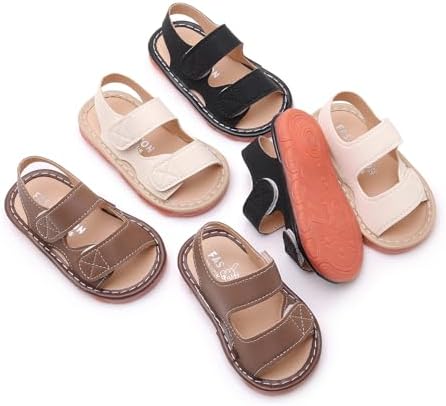 SOFMUO Baby Boys Girls Squeaky Sandals Non-Slip Soft Rubber Sole Closed Toe Infant Summer Outdoor Shoes Toddler First Walkers