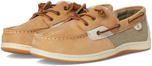 Sperry Girls Songfish (Little Big Kid) Boat Shoe Linen 5.5