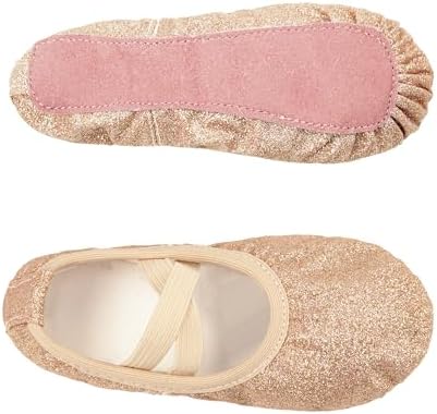Stelle Ballet Shoes For Girls Glitter Metallic Faux Leather Ballet Slippers Dance Shoes For Toddler/Little/Big Kids