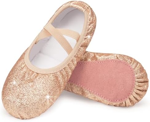 Stelle Ballet Shoes for Girls Glitter Metallic Faux Leather Ballet Slippers Dance Shoes for Toddler/Little/Big Kids