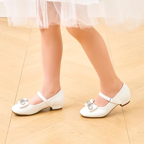 Stelle Girls Dress Shoes Flower Girls Wedding Party Low Heels With Bow For Toddler And Kids