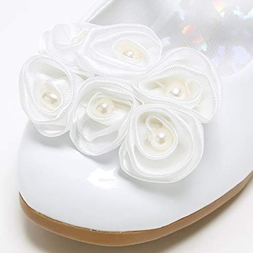Stelle Girls Dress Shoes White Flower Girl Shoe Mary Jane Low Heels For Wedding (Toddler/Little/Big Kid)