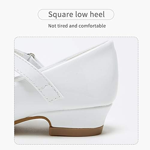 Stelle Girls Dress Shoes White Flower Girl Shoe Mary Jane Low Heels For Wedding (Toddler/Little/Big Kid)