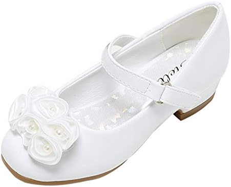 Stelle Girls Dress Shoes White Flower Girl Shoe Mary Jane Low Heels for Wedding (Toddler/Little/Big Kid)